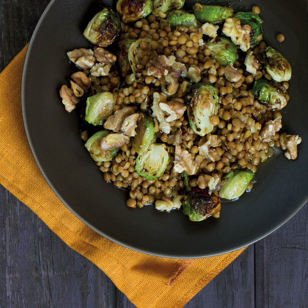 You are currently viewing Warm lentil and Brussels sprout salad