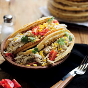 Read more about the article Shredded chicken and corn waffle tacos