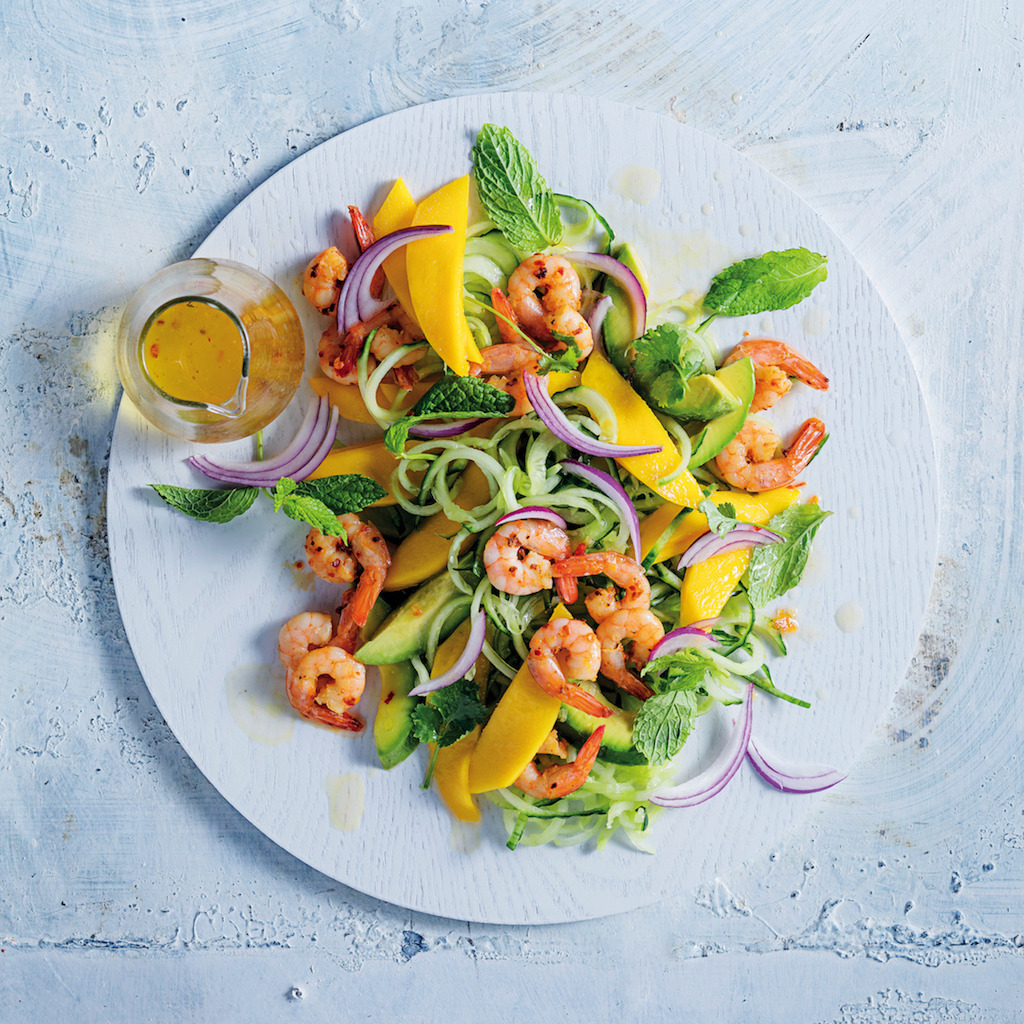 Read more about the article Cucumber noodle, prawn and mango salad