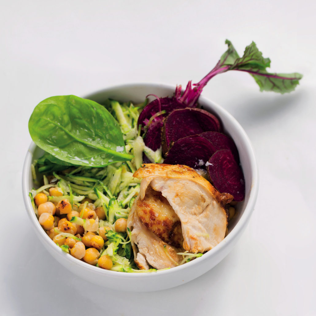 Chicken and beetroot bowls