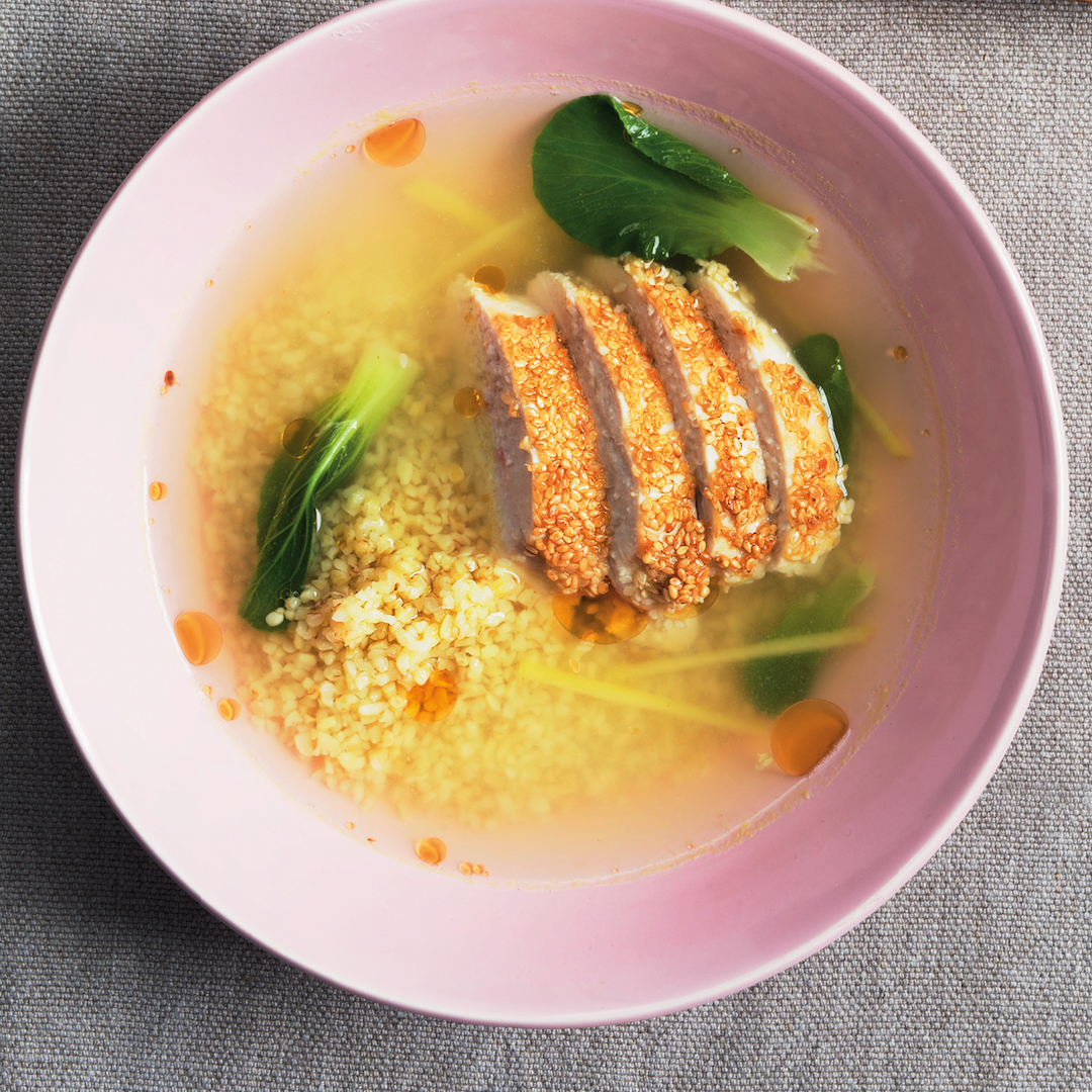Read more about the article Chicken with bulgar wheat and lemongrass ginger broth