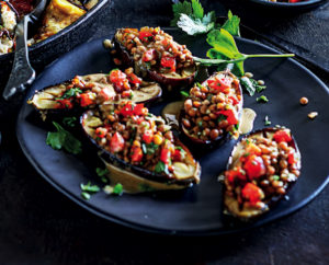 Read more about the article Roast brinjal with lentil salad and tahini