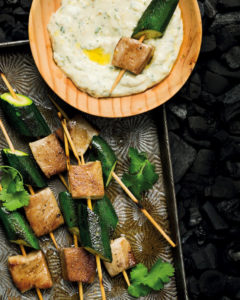 Read more about the article Yellowtail kebabs with baby marrow and lemon aioli