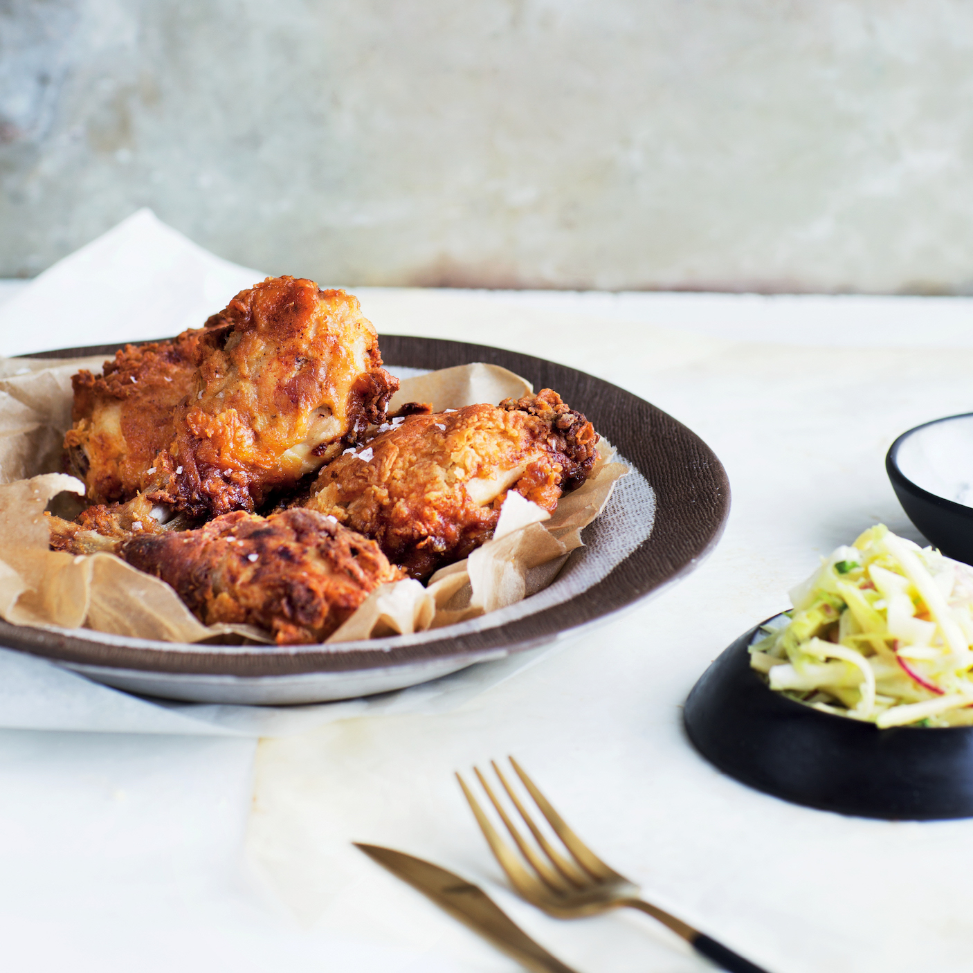 Read more about the article Buttermilk fried chicken with apple slaw
