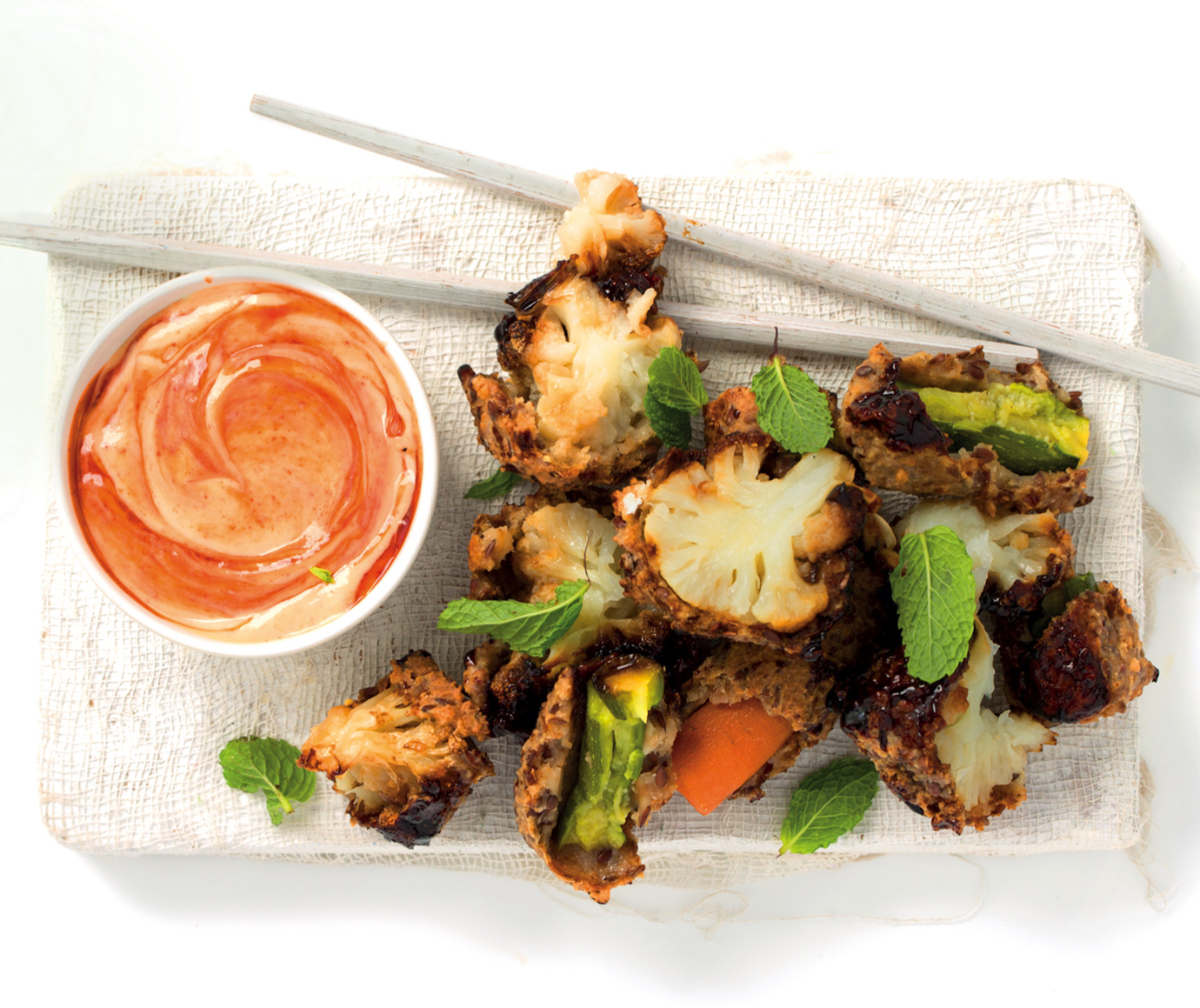 Read more about the article Rye and honey-crusted veggies with sriracha mayo