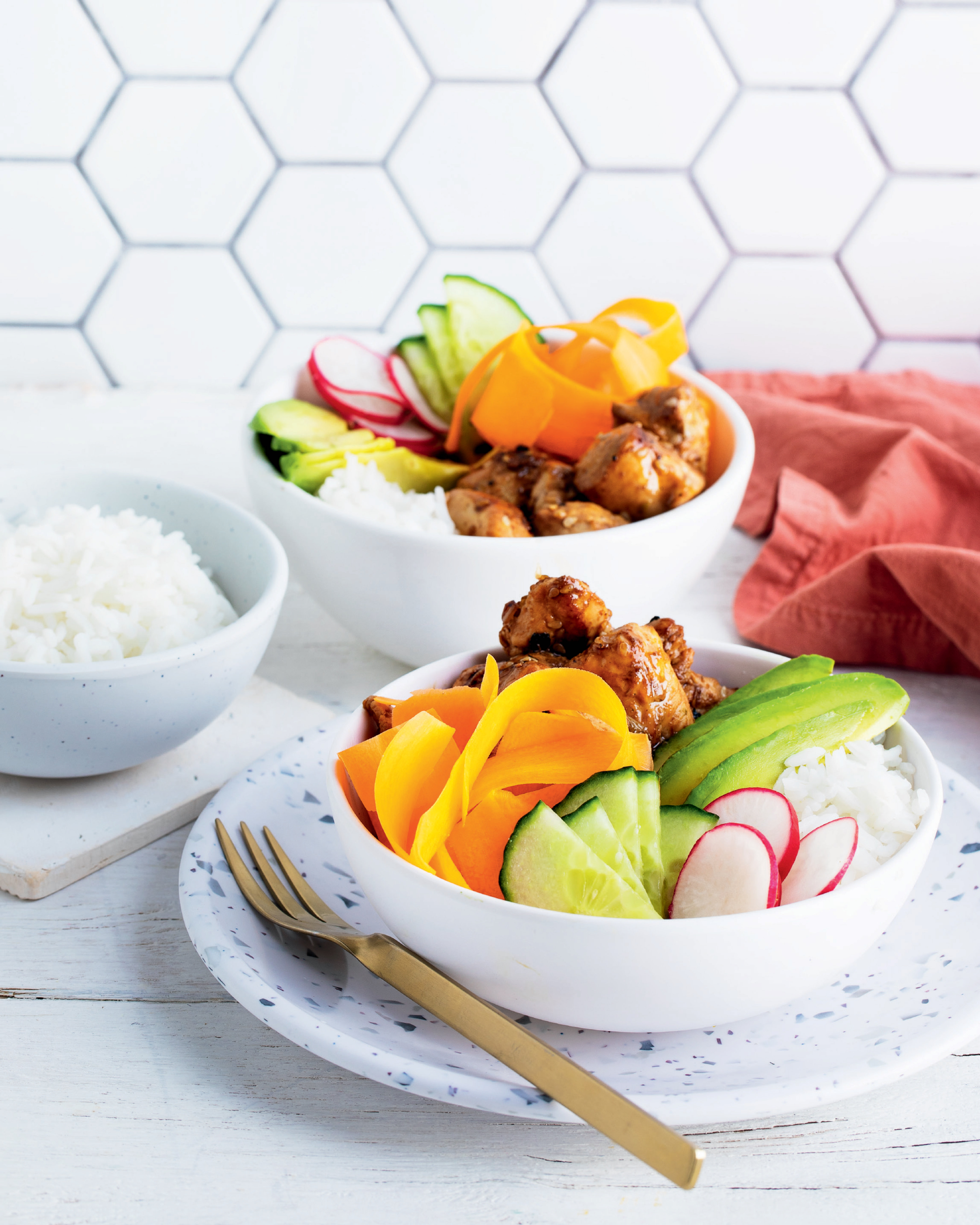 Read more about the article Colourful chicken poke bowls that won’t break the bank