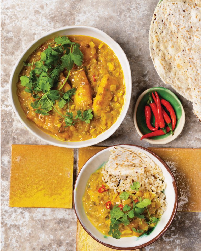 Coconut fish curry with rice and baked wraps MyKitchen