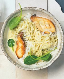 Read more about the article Rice noodles, mushrooms and Thai green Curry sauce
