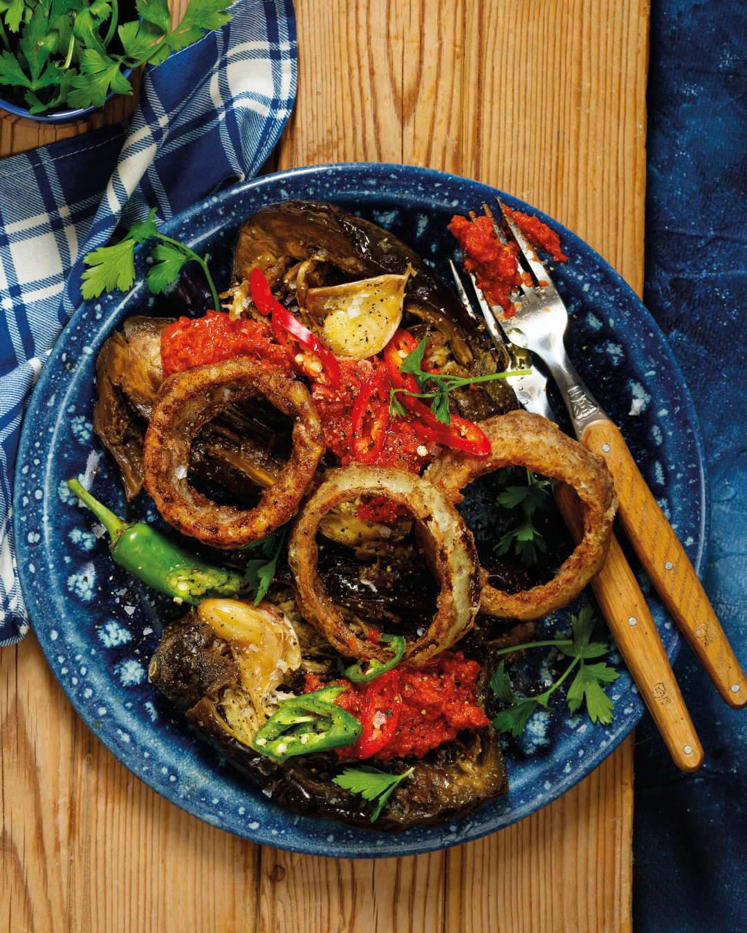 Read more about the article Chunky baba ganoush with onion rings