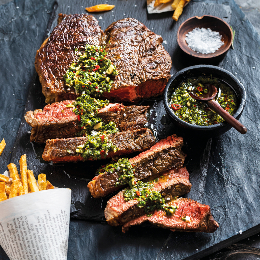 Read more about the article Chargrilled Steak With Chimichurri And Shoestring Fries