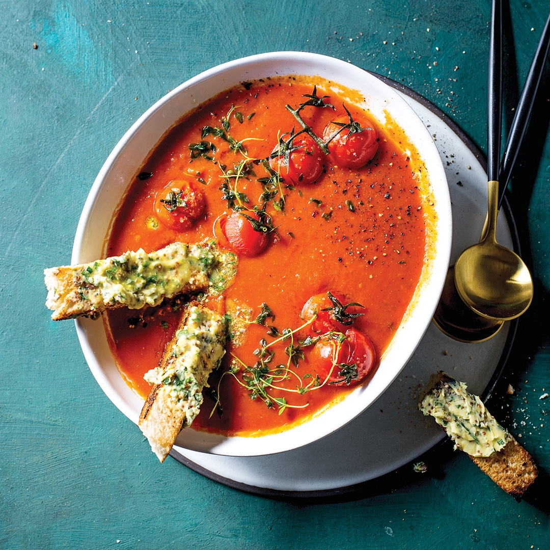 Read more about the article Tomato soup with anchovy butter toast recipe 