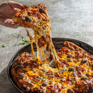 Read more about the article Salami & olive pan pizza