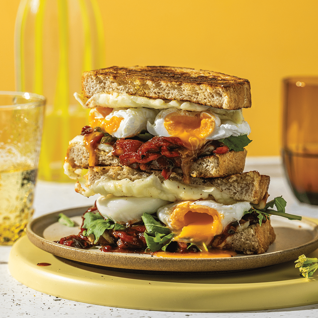 You are currently viewing Breakfast sandwiches with red pepper relish