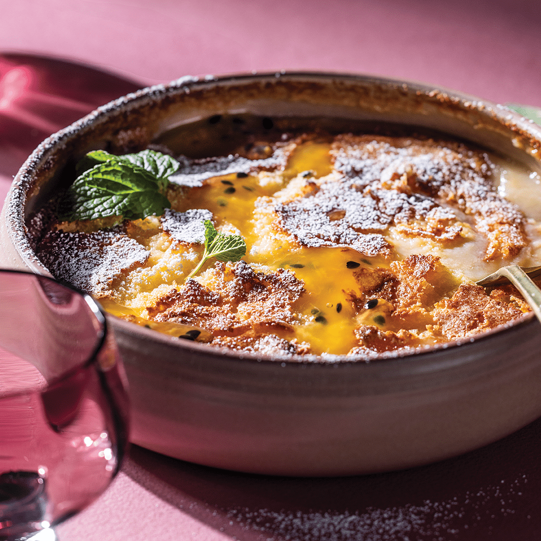 You are currently viewing Lemon & granadilla self-saucing pudding  