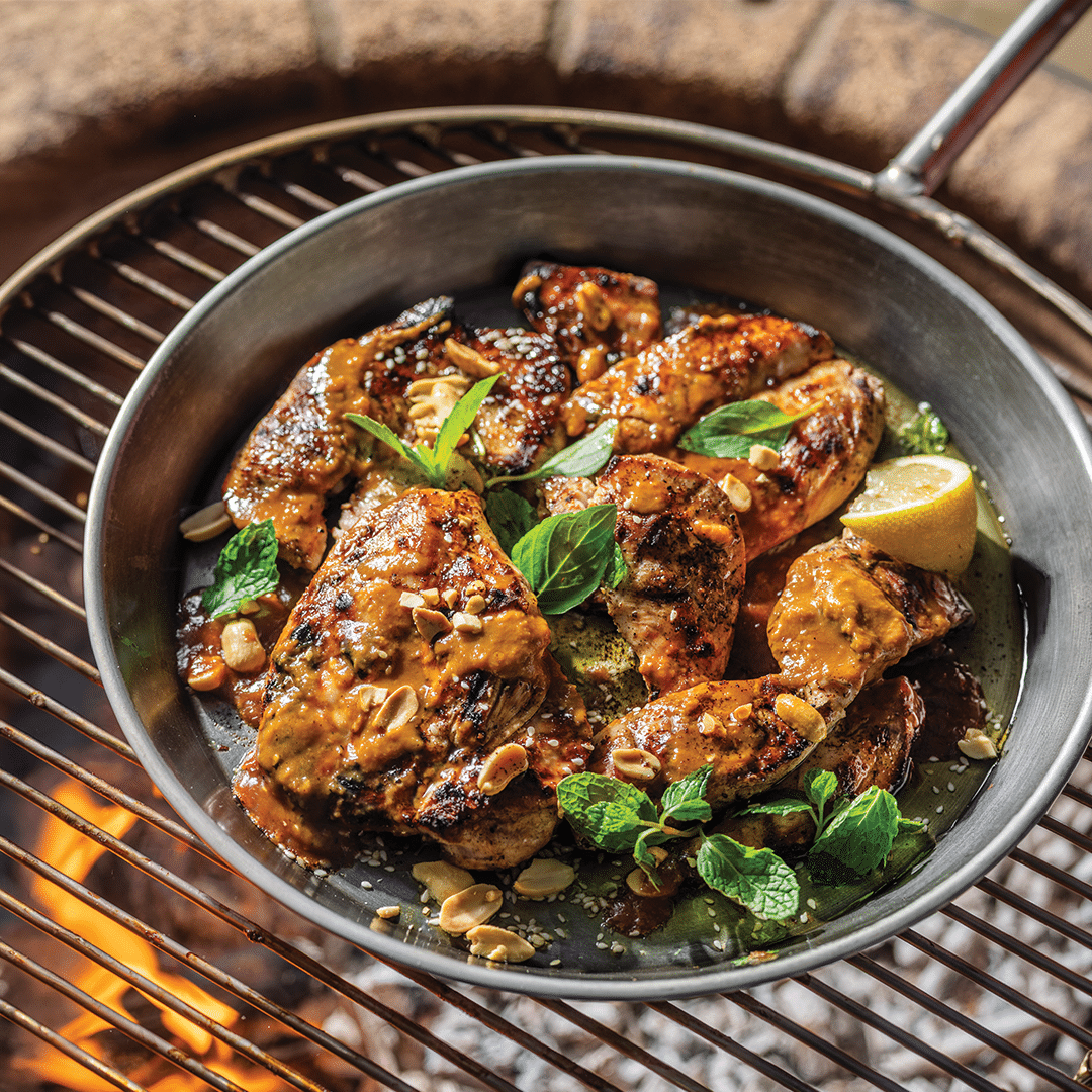 You are currently viewing Charred chicken with peanut sauce  